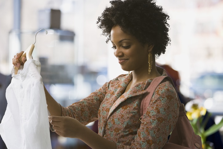 African American woman shopping