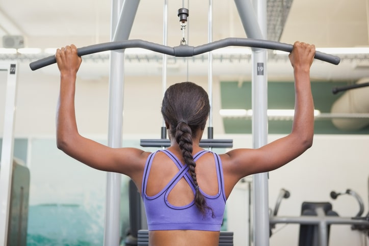 African American woman strength training
