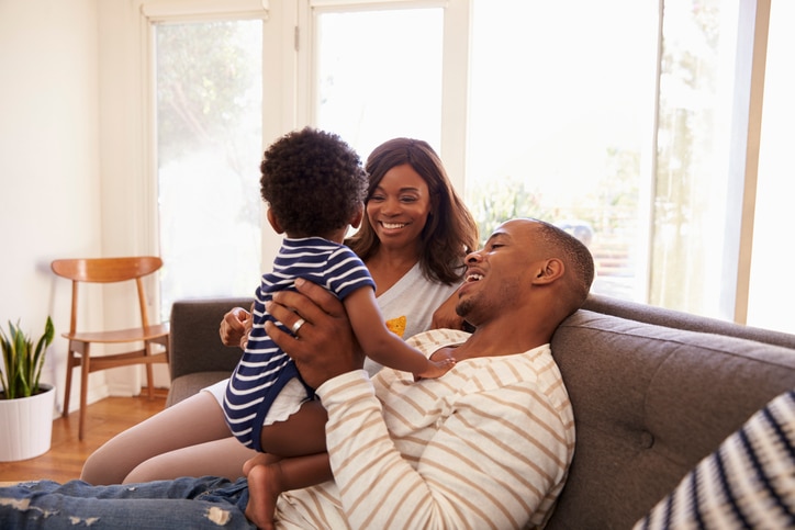 African American parents and baby