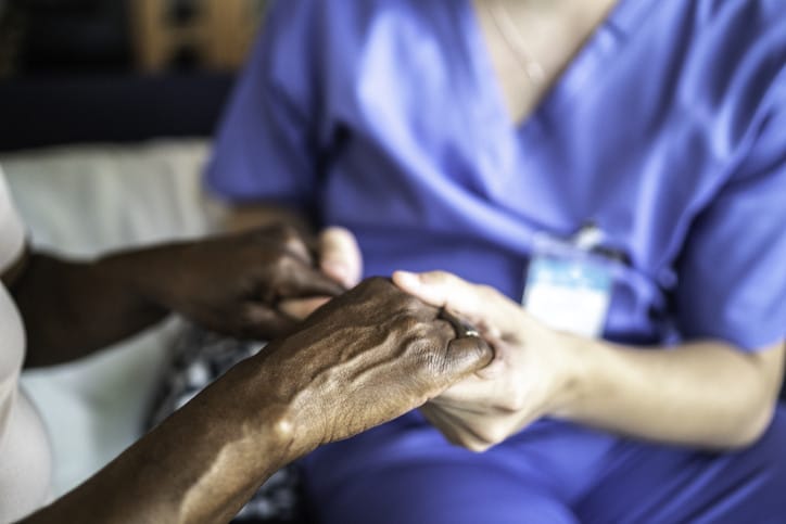 Close-up of home caregiver