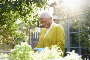 Woman outside enjoying spring. 