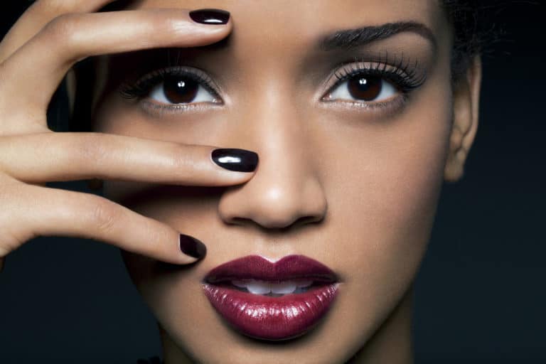 Young woman with red lips