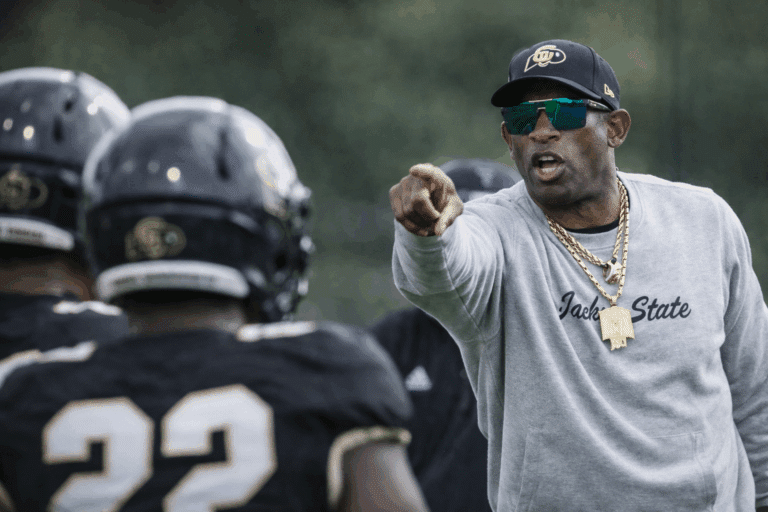 Deion Sanders commanding his team