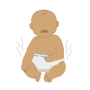 illustration of baby with stinky diaper